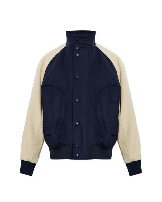 Balmain Blue Logo-Embroidered Colour-Block Bomber Jacket for men
