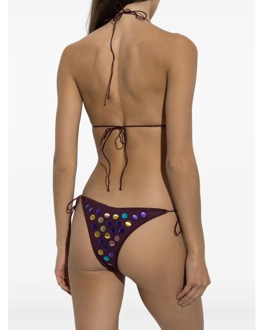 Oseree White Appliqué-Detailed Triangle Bikini