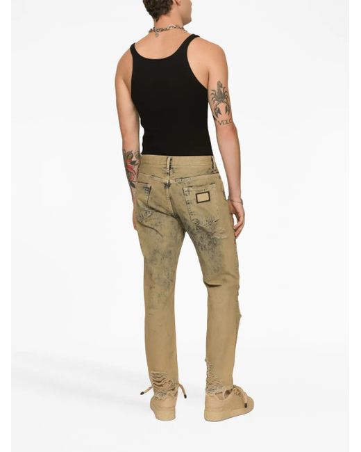 Dolce & Gabbana Natural Ripped Slim-Fit Jeans for men