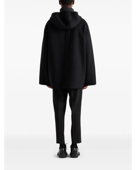 Prada Black Cashmere Double-Weave Hooded Jacket for men