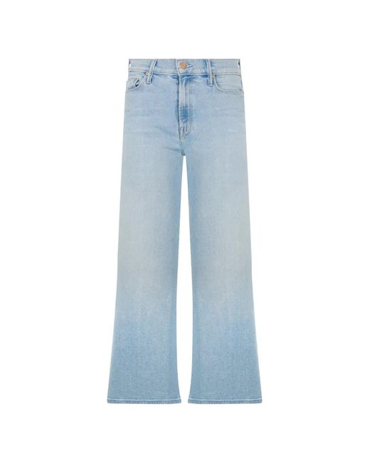 Mother Blue Faded Wide-Leg Jeans