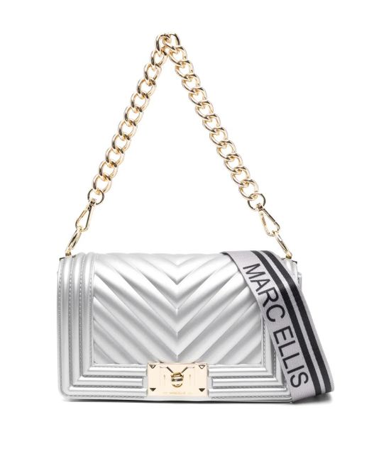 Marc Ellis White Matelassé-Effect Tote Bag