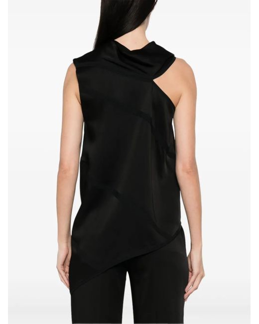 Jil Sander Black Sm Top Asymmetric Gloss With Bow