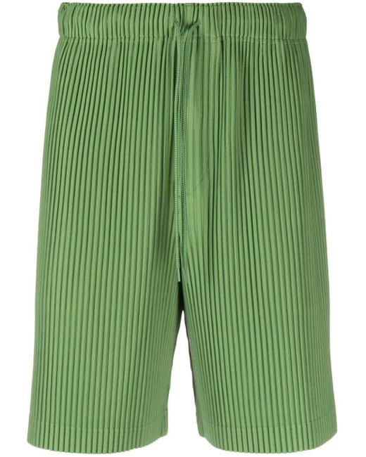 Homme Plissé Issey Miyake Green Pleated Knee-length Shorts for men