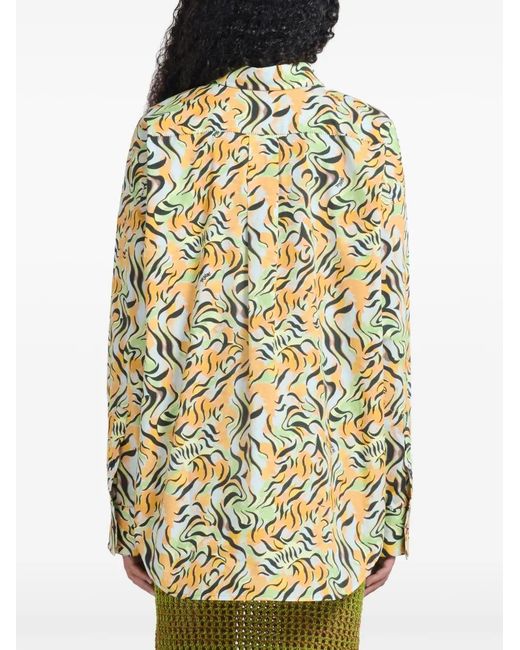 Marni Metallic Abstract-Print Long-Sleeve Shirt