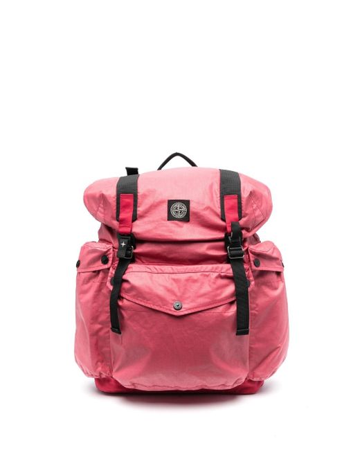 Stone Island Pink Logo-embellished Multi-pocket Backpack for men
