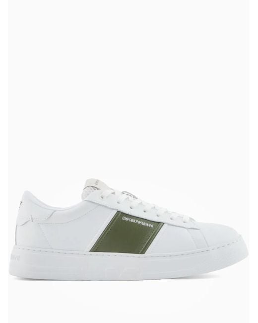 Emporio Armani White Contrasting-Panel Sneakers for men