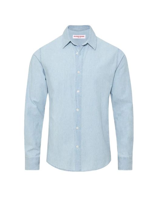 Orlebar Brown Blue Giles Chambray Shirt for men