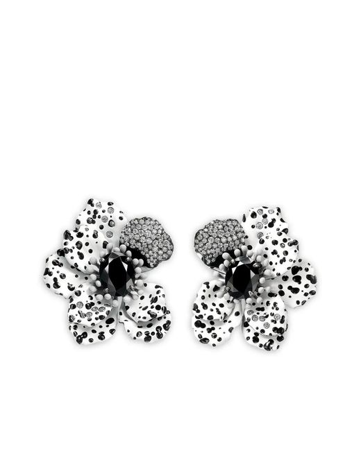 Anabela Chan White 14K And Rhodium Vermeil Monochromatic Poppy Diamond Earrings