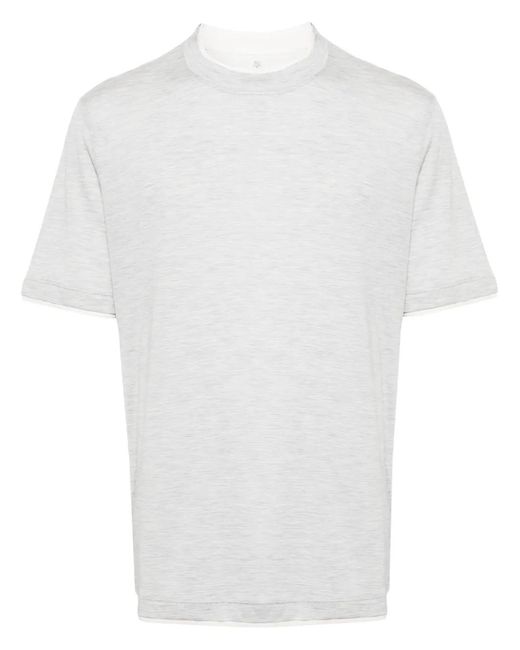 Brunello Cucinelli White Layered Cotton T-Shirt for men