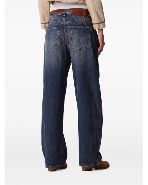 Fortela Blue Jaronlow Stone-Wash Wide-Leg Jeans