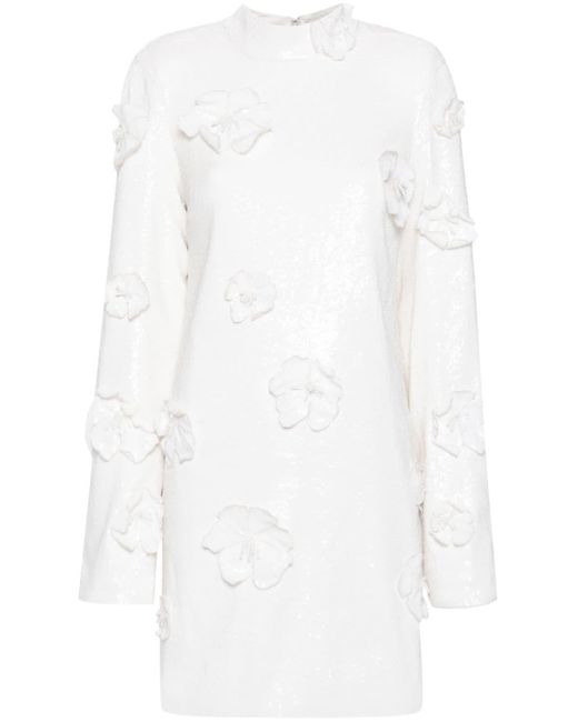 ROTATE BIRGER CHRISTENSEN White Floral-appliqué Dress - Women's - Polyester/recycled Polyester/elastane