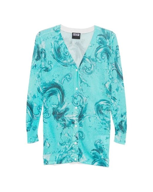 Versace Jeans Couture Blue Printed Cardigan