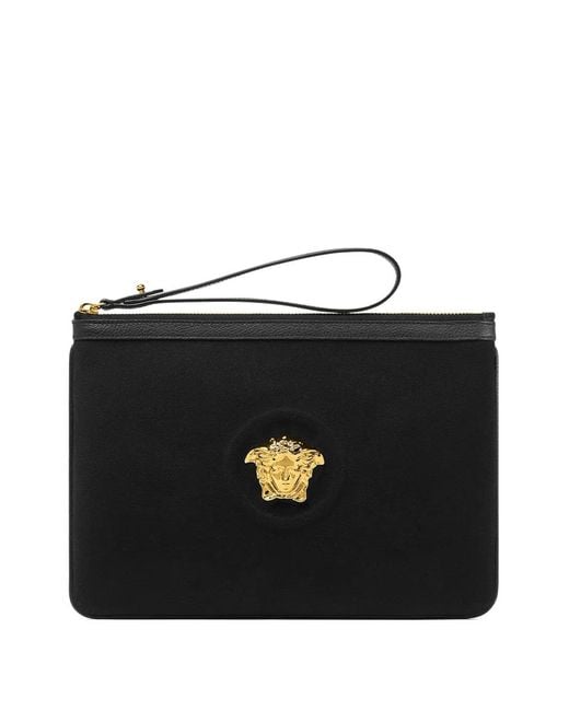 Versace Black La Medusa Canvas Pouch