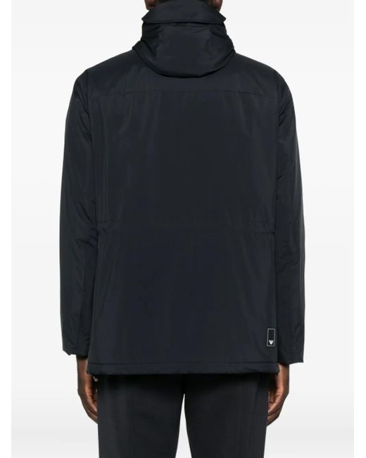 Emporio Armani Black Hooded Multi-Pocket Coat for men
