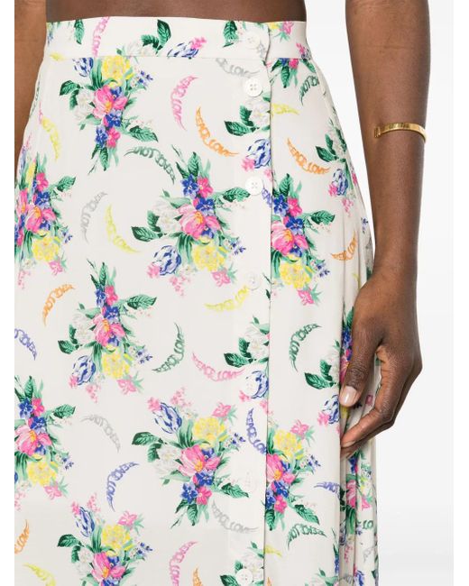Zadig & Voltaire White June Floral-Print Midi Skirt
