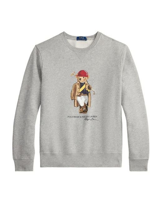 Polo Ralph Lauren Gray Crewneck Sweater With Rib-Knit V-Inset for men