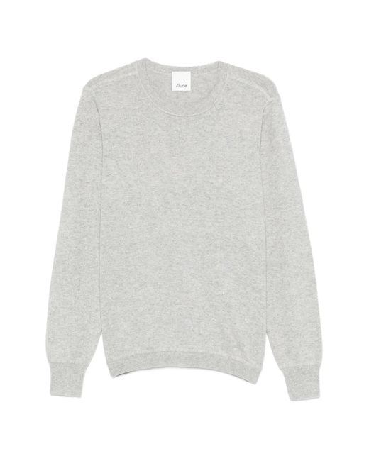 Allude White Crew-Neck Sweater for men