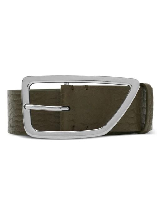 Burberry Green Pebbled Leather Engraved Buckle Belt for men