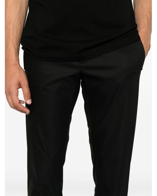 PT Torino Black Low-rise Tapered Trousers for men