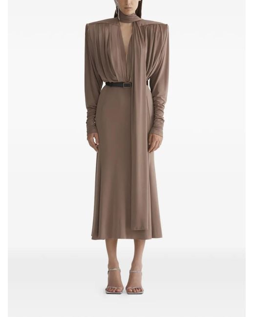 Mugler Gedrapeerde Jurk in het Brown