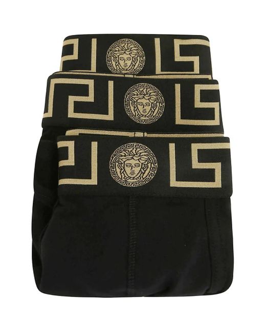 Versace Black Set Of 3 Greca Medusa Briefs for men