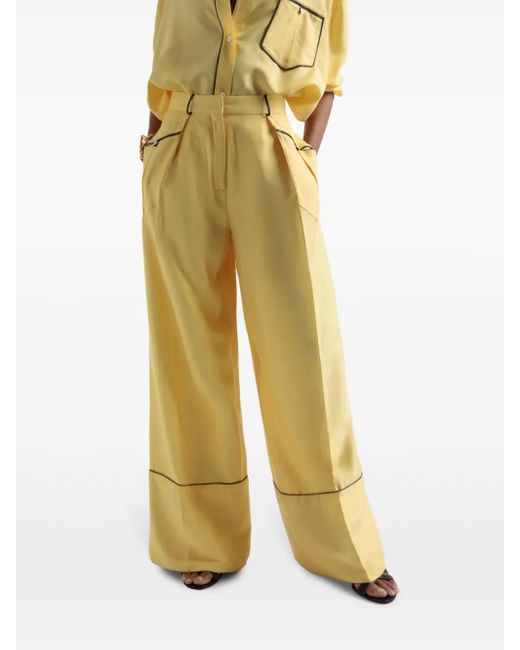 Bally Yellow Silk Tailored Trousers