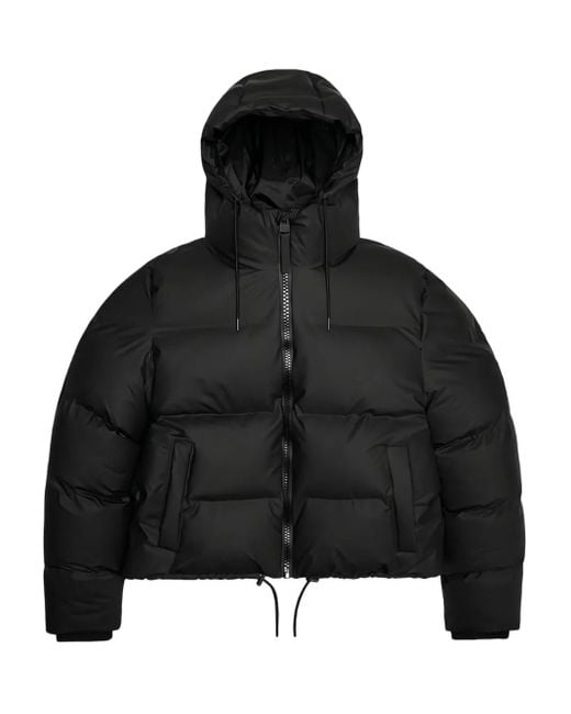 Cappotto Imbottito Crop Con Cappuccio di Rains in Black da Uomo