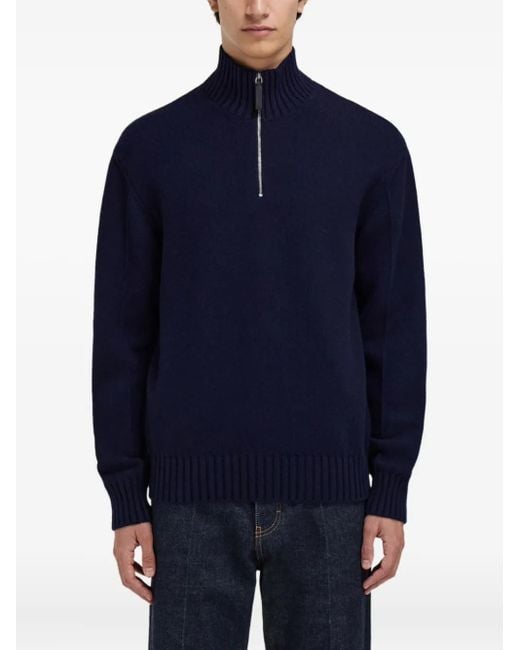 Ferragamo Blue High Neck Cashmere Pullover for men