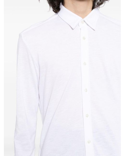 Boss White Roan Kent Long-sleeve Cotton Shirt for men