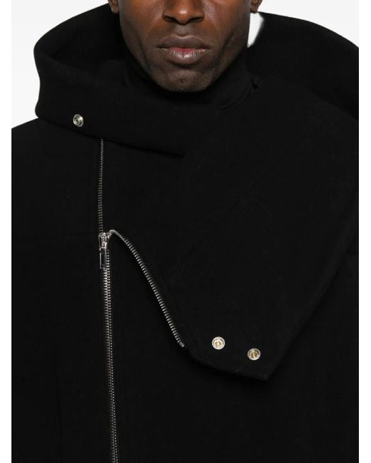Rick Owens Black Hooded Zip-Up Jacket for men