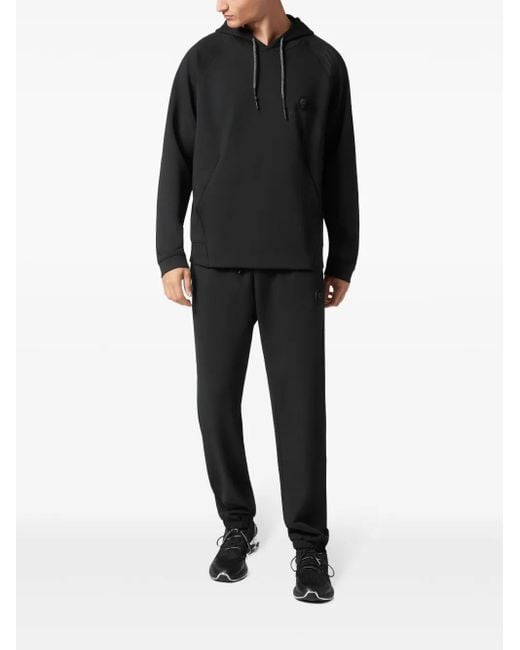 Philipp Plein Black Logo-Patch Hoodie for men