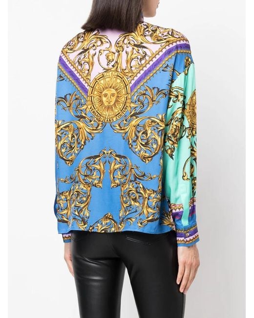 Versace Jeans Couture Blue Baroque-Print Shirt