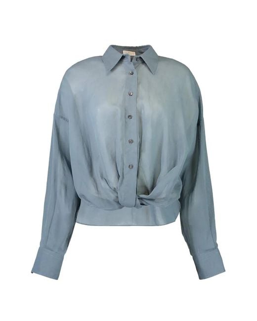 Brunello Cucinelli Blue Cotton Shirt
