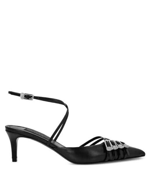 Philipp Plein Black Strappy Kitten Pumps