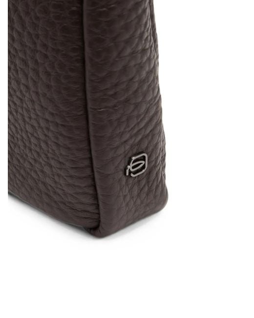 Piquadro Black Buckle-Fastening Pebbled Laptop Case for men