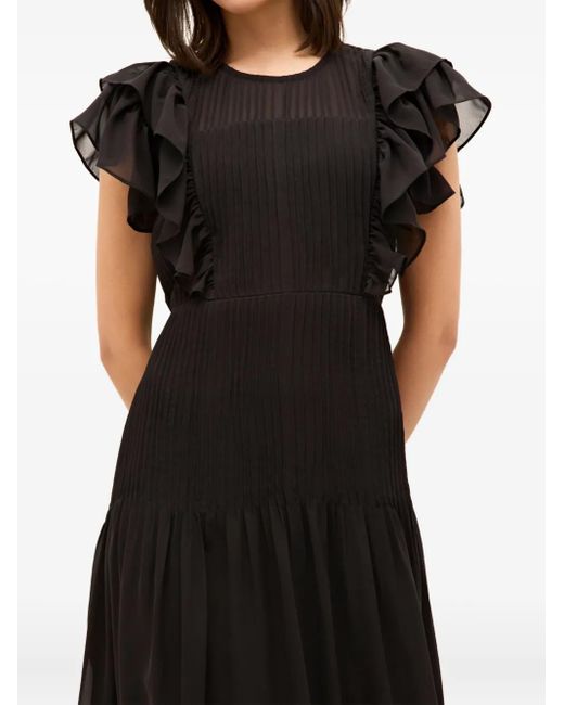 Marie Oliver Black Gerüschtes Winfrey Maxikleid Mit Falten