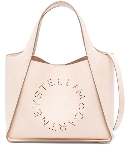 Stella McCartney Logo Grainy Alter Mat Shopper in het Natural