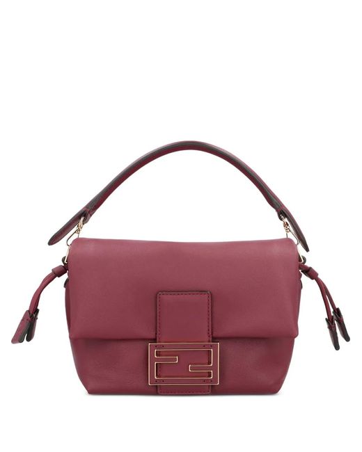 Fendi Purple Petit Sac Cabas Mamma Baguette En Cuir