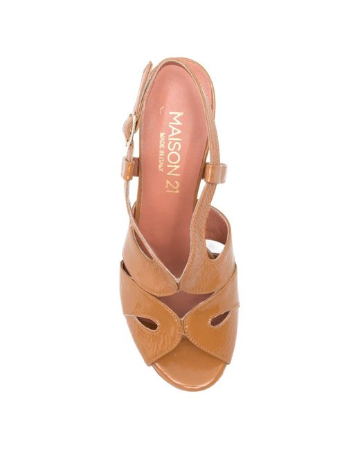MAISON 21 Brown Sandales En Cuir Verni
