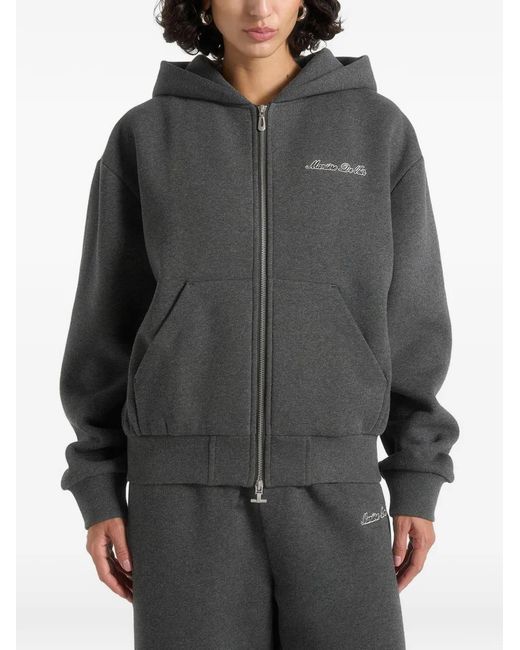 Manière De Voir Gray Js002 Signature Relaxed Fit Zip Hoodie