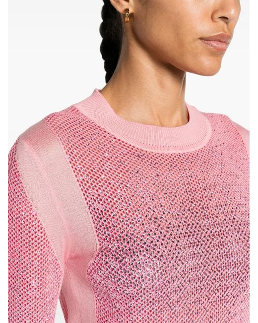 Ermanno Scervino Pink Crystal-Embellished Cotton Top