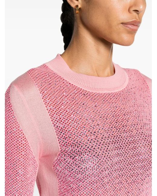 Ermanno Scervino Pink Crystal-Embellished Cotton Top