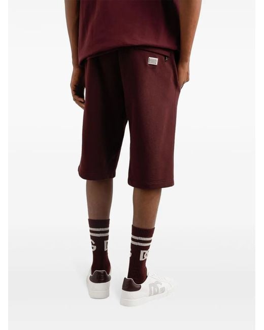 Dolce & Gabbana Purple Logo-Plaque Shorts for men