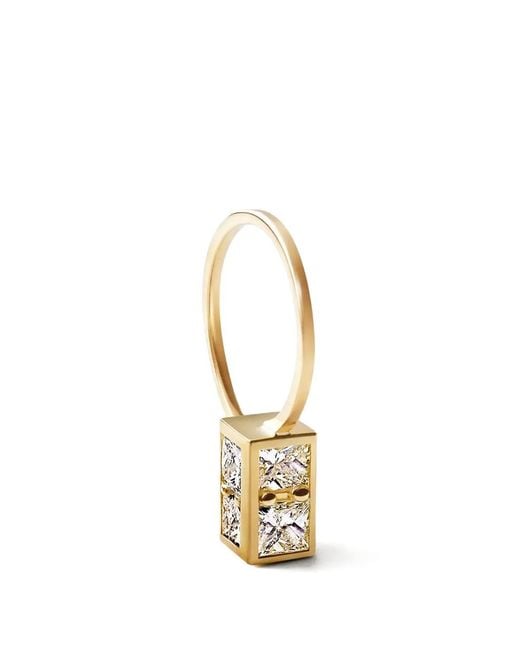 Shihara Metallic Box-Shaped Diamond Hoop Earring