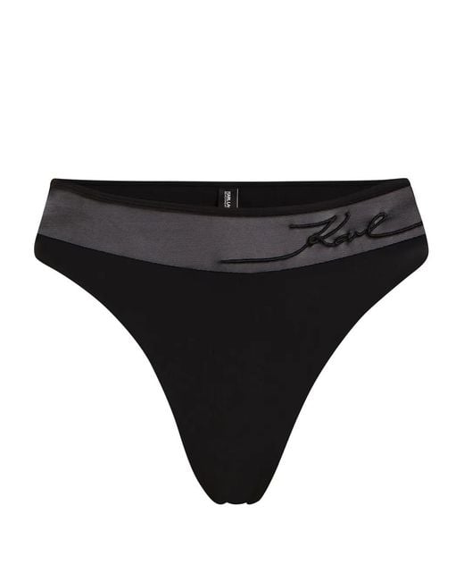 Bas De Bikini À Logo Brodé Karl Lagerfeld en coloris Black