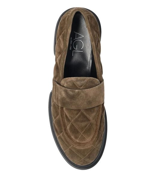 Agl Attilio Giusti Leombruni Black 55Mm Quilted- Design Loafers