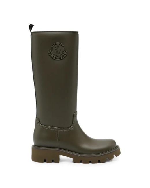 Moncler Green Kickstream Logo-Patch Rain Boots