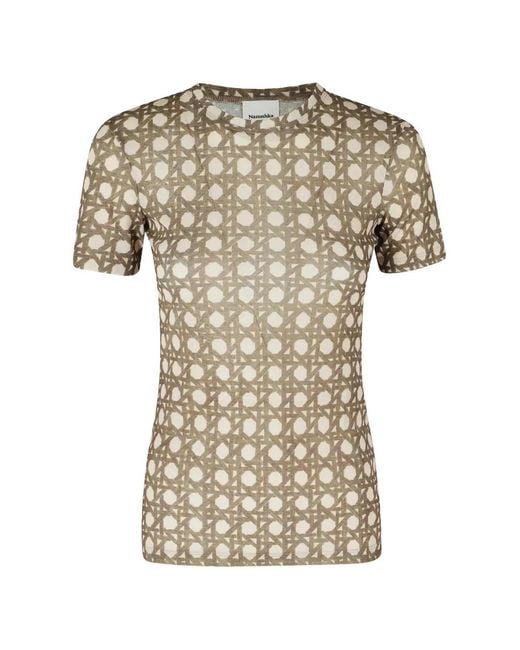 Nanushka White Darcy Rattan-Print T-Shirt