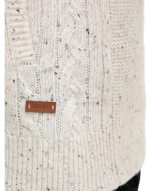 Liu Jo White Cable-Knit Cardigan for men